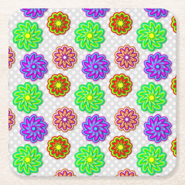 Farbenfrohe Blume Untersetzer Set (Vorderseite)