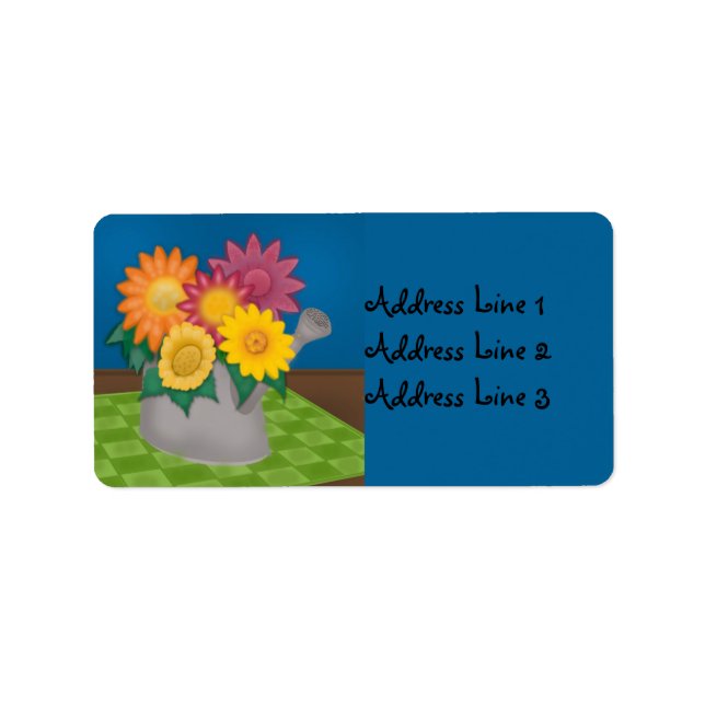 Farbenfrohe Blume Wasser kann blaues Adressetikett (Vorne)