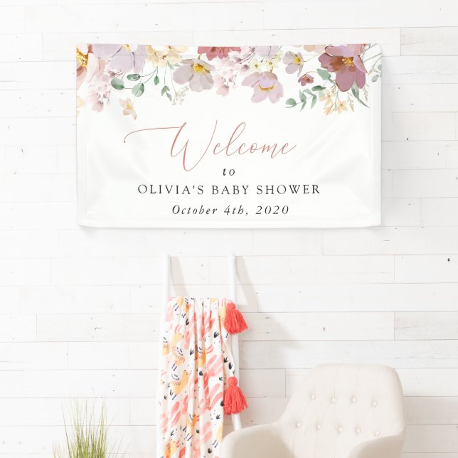 Farbenfrohe Blume, Wildblumen, Babydusche Willkomm Banner (Insitu)