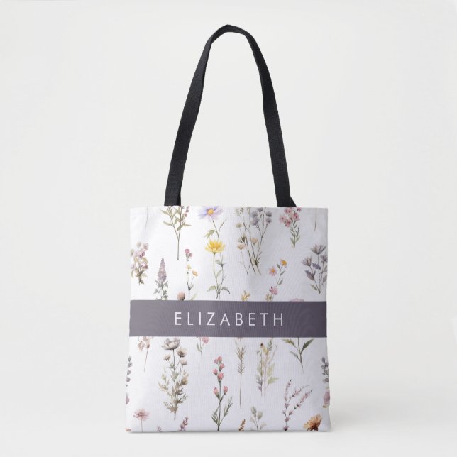 Farbenfrohe Blume, Wildblumen, Grünpflanzen, Ihr N Tasche (Vorderseite)