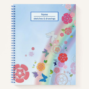 Farbenfrohe Blume zeichnend Notebook Notizbuch
