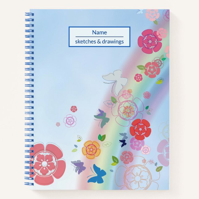 Farbenfrohe Blume zeichnend Notebook Notizbuch (Vorderseite)