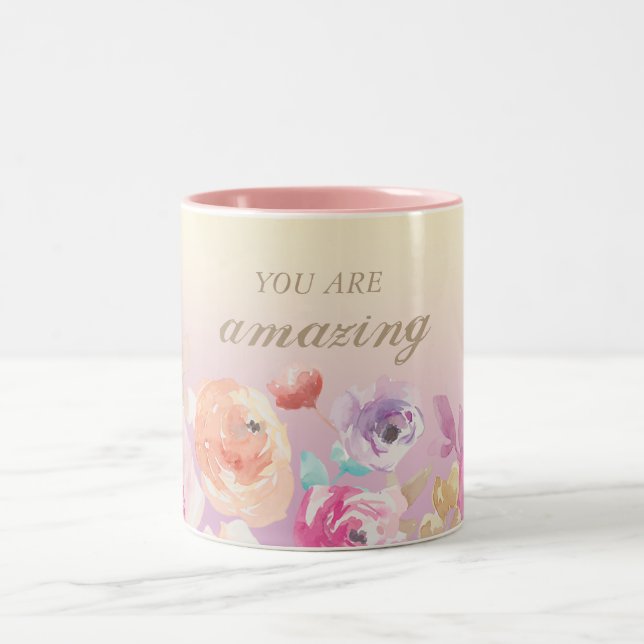 Farbenfrohe Blume Zweifarbige Tasse (Mittel)