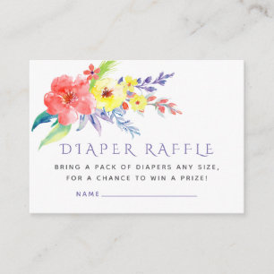 Farbenfrohe Blumen-Baby-Shower-Windel-Raffle Begleitkarte