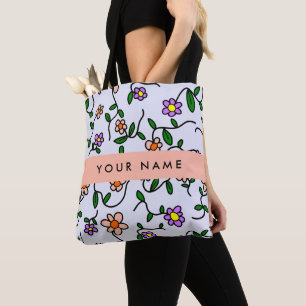 Farbenfrohe Blumen, blauer Hintergrund, Orange Tasche