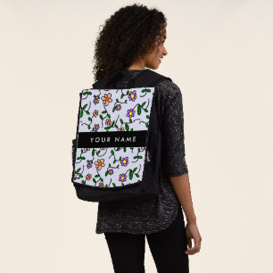 Farbenfrohe Blumen, blauer Hintergrund, Schwarz Rucksack