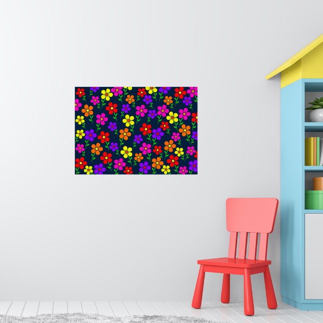 Farbenfrohe Blumen Blumenmuster Poster (Kinderzimmer 1)