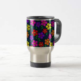 Farbenfrohe Blumen Blumenmuster Reisebecher