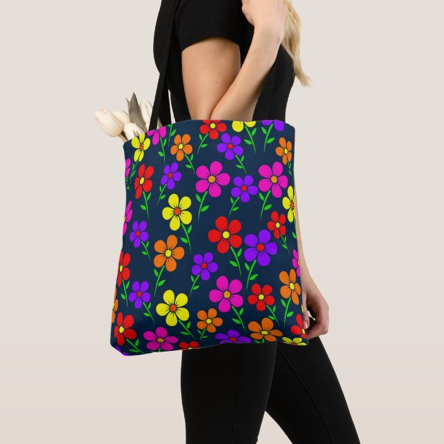 Farbenfrohe Blumen Blumenmuster Tasche (Von Nahem)