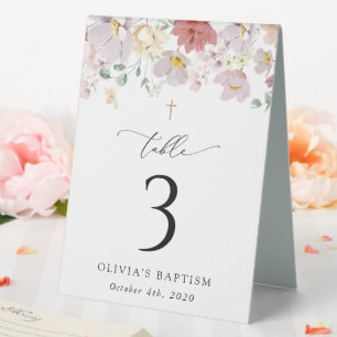 Farbenfrohe Blumen, Boho, Tauf-Tischnummern Tischaufsteller