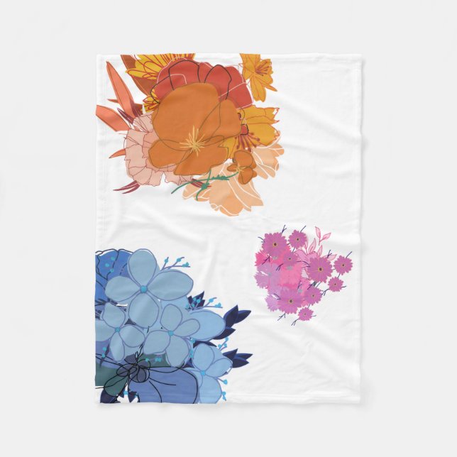 Farbenfrohe Blumen-Decke Fleecedecke (Vorderseite)