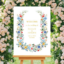 Farbenfrohe Blumen Elegante Hochzeit Poster