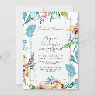 Farbenfrohe Blumen Elegantes Brautparty Einladung