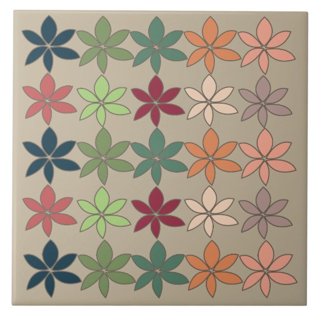 Farbenfrohe Blumen  Fliese (Vorderseite)