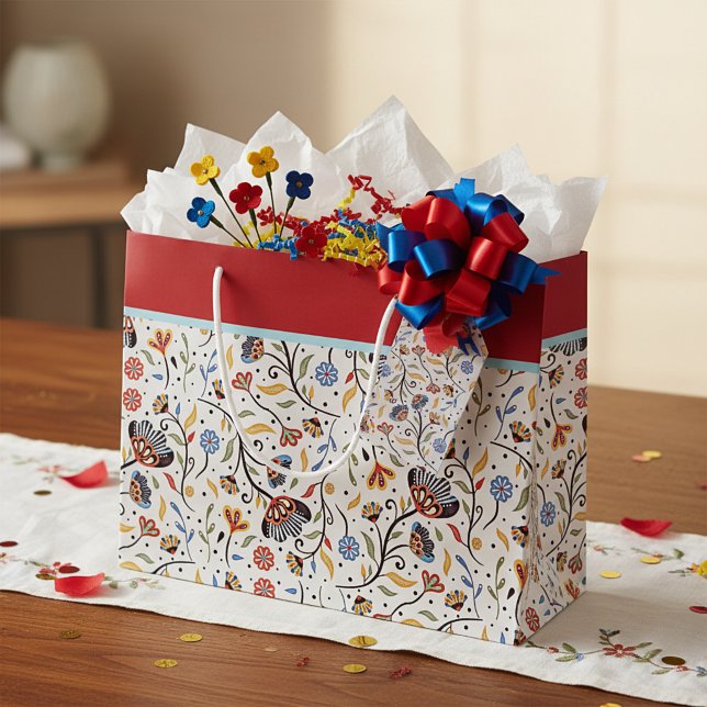 Farbenfrohe Blumen große Geschenktasche Geschenktüte (Von Creator hochgeladen)