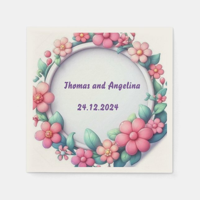 Farbenfrohe Blumen Hochzeitsnapkins Cocktail Serviette (Vorderseite)