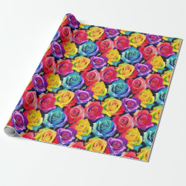 Farbenfrohe Blumen, leuchtend rosa Wasserfarbdruck Geschenkpapier