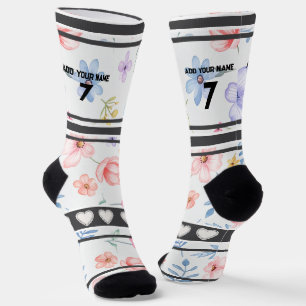 Farbenfrohe Blumen - Name Nummer Socken