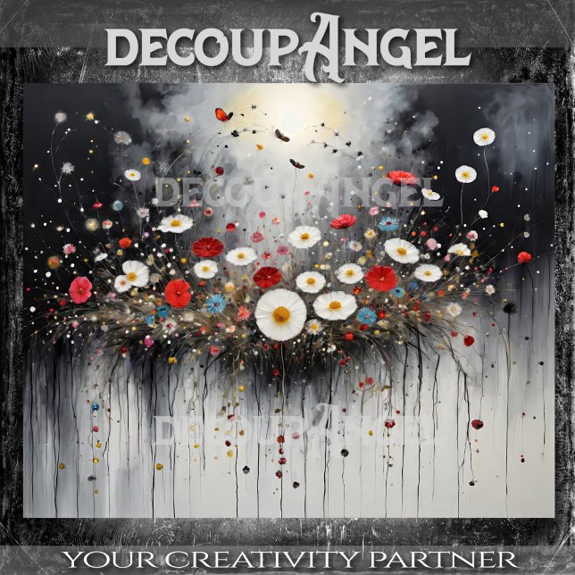 Farbenfrohe Blumen Ornament Hor. - Entkoppelung - Seidenpapier (Von Creator hochgeladen)