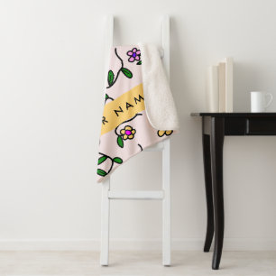 Farbenfrohe Blumen, Rosa Hintergrund, Gelb Sherpadecke