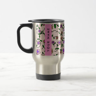 Farbenfrohe Blumen, rosa Hintergrund, Rosa Reisebecher