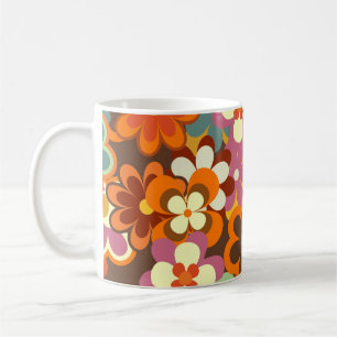Farbenfrohe Blumen Vintag Nahtlos Muster. Retro 70 Kaffeetasse