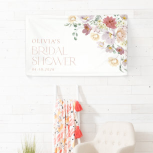 Farbenfrohe Blumen, Wildblumen, Hochzeit Willkomme Banner