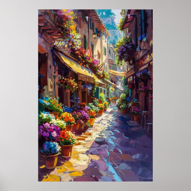 Farbenfrohe Blumenallee im Frühling Poster (Vorne)