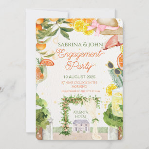 Farbenfrohe Blumenaquarell-Engagement-Party Einladung