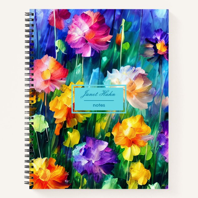 Farbenfrohe Blumenbeauty Personalisiert Notizbuch (Vorderseite)