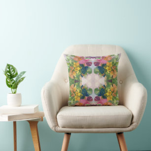 Farbenfrohe Blumenblüten Aquarellmuster-Malerei Kissen