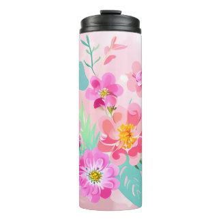 Farbenfrohe BlumenBouquet Thermosbecher