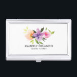 Farbenfrohe Blumenbouquet Wasserfarben Illustratio Visitenkarten Etui<br><div class="desc">Farbenfroher Blumenstrauß auf weißem Hintergrund. Maßgeschneiderte Vorlage für den Hochzeitsplaner</div>