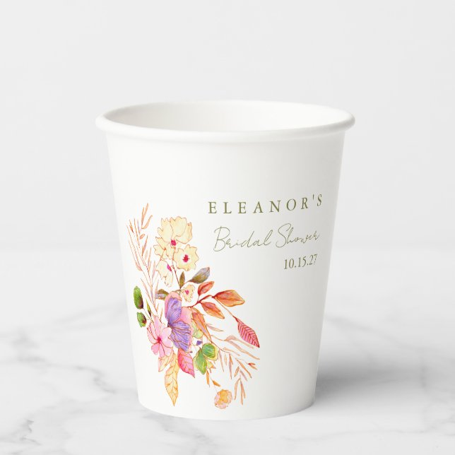 Farbenfrohe Blumenbrunch Brause Dusche Pappbecher (Vorderseite)
