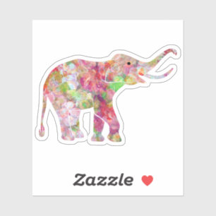 Farbenfrohe Blumencollage Cute Elefant Aufkleber