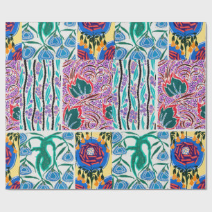 Farbenfrohe Blumendesign Jugendstil-Verpackungspap Geschenkpapier