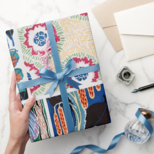 Farbenfrohe Blumendesign Jugendstil-Verpackungspap Geschenkpapier