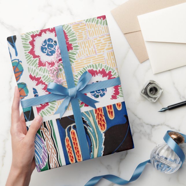 Farbenfrohe Blumendesign Jugendstil-Verpackungspap Geschenkpapier (Schenken)
