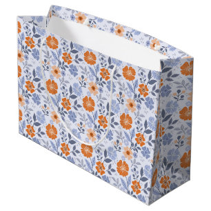 Farbenfrohe Blumendrucke - orange große Geschenktü Geschenktüte