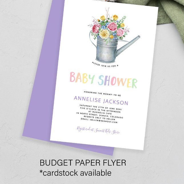 Farbenfrohe Blumendusche Einladung für ein Baby Flyer (Von Creator hochgeladen)