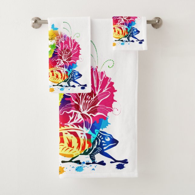 Farbenfrohe Blumeneidechse Badhandtuch Set (Insitu)