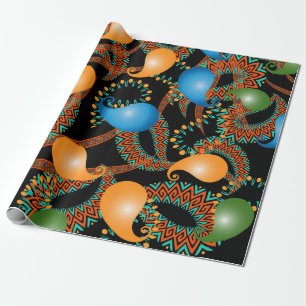 Farbenfrohe blumenethnische 3D Paisley nahtlose Mu Geschenkpapier