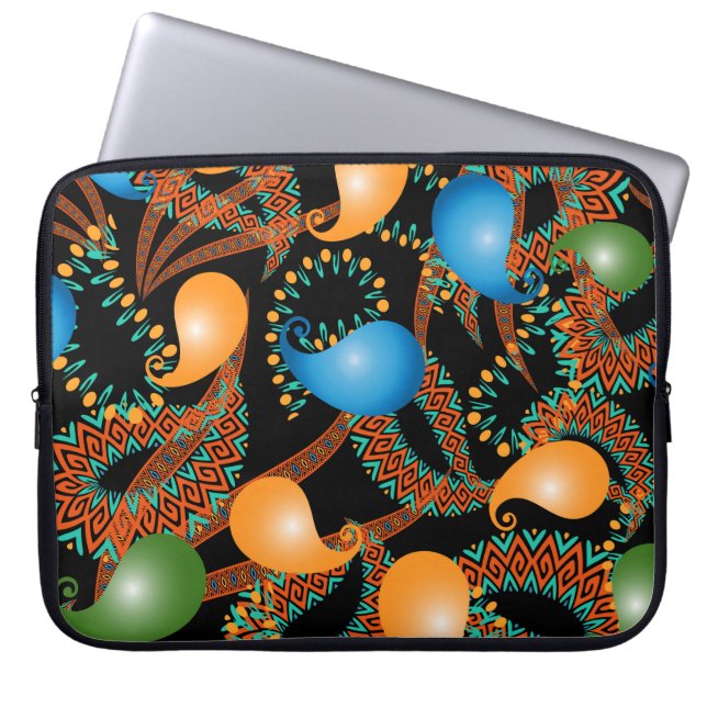 Farbenfrohe blumenethnische 3D Paisley nahtlose Mu Laptopschutzhülle (Vorderseite)