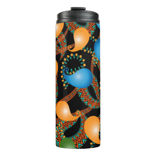 Farbenfrohe blumenethnische 3D Paisley nahtlose Mu Thermosbecher