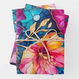 Farbenfrohe Blumenfarbenhandtafel-Papiertücher Geschenkpapier Set
