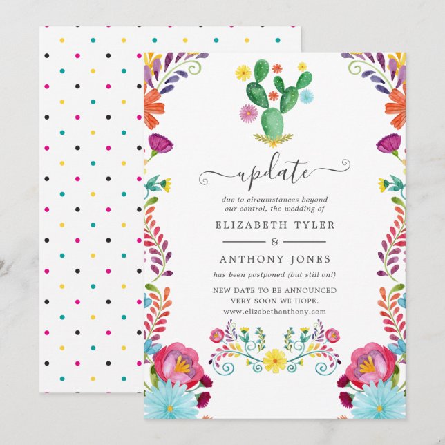 Farbenfrohe Blumenfiesta Hochzeit Einladung (Vorne/Hinten)