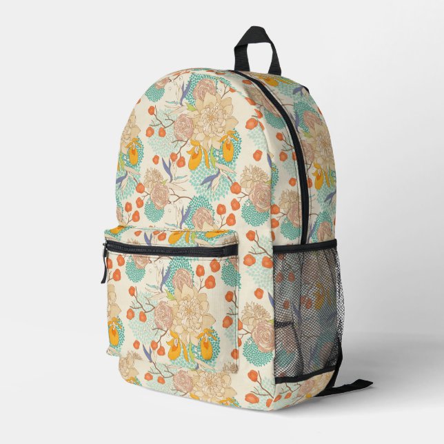 Farbenfrohe Blumengartenmuster Bedruckter Rucksack (Rückseitige Ecke Rechts)