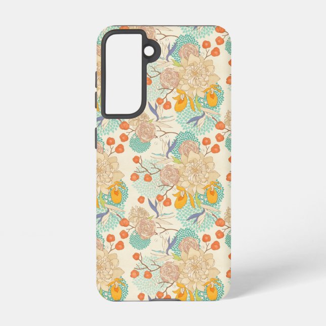 Farbenfrohe Blumengartenmuster Samsung Galaxy Hülle (Rückseite)