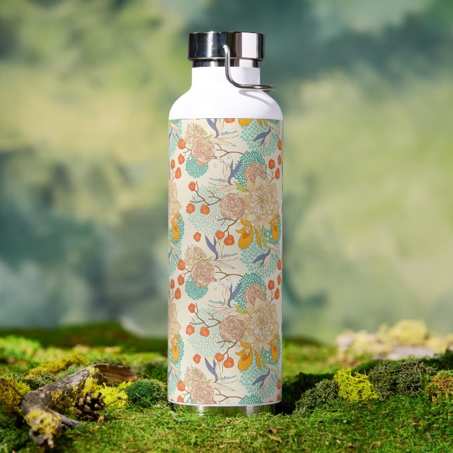 Farbenfrohe Blumengartenmuster Trinkflasche (Außenbereich)