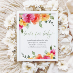 Farbenfrohe, blumengeschmückte Babydusche Poster